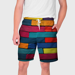 Шорты на шнурке мужские Цветные кирпичики, цвет: 3D-принт