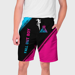Шорты на шнурке мужские Fall Out Boy - neon gradient: надпись, символ, цвет: 3D-принт
