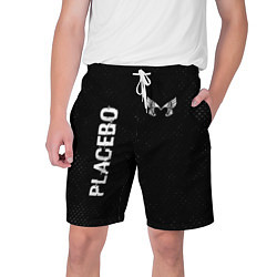 Мужские шорты Placebo glitch на темном фоне: надпись, символ