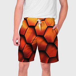 Шорты на шнурке мужские Объемные оранжевые плиты, цвет: 3D-принт