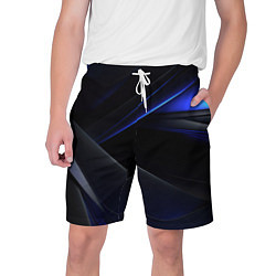 Шорты на шнурке мужские Black blue background, цвет: 3D-принт