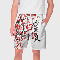 Шорты на шнурке мужские Цветущее дерево сакуры, цвет: 3D-принт