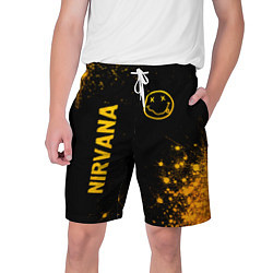 Шорты на шнурке мужские Nirvana - gold gradient: надпись, символ, цвет: 3D-принт