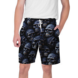 Шорты на шнурке мужские Черные металлические черепа, цвет: 3D-принт