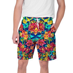 Шорты на шнурке мужские Зеркальный цветочный паттерн - мода, цвет: 3D-принт