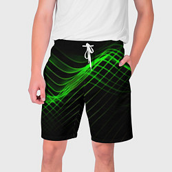 Шорты на шнурке мужские Зеленые яркие линии, цвет: 3D-принт