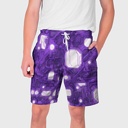Мужские шорты Фиолетовые кибернетические схемы неон