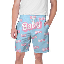 Шорты на шнурке мужские Baby - Barbie style: blue pattern, цвет: 3D-принт