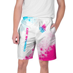 Мужские шорты Cyberpunk 2077 neon gradient style: надпись, симво