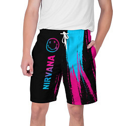Шорты на шнурке мужские Nirvana - neon gradient: по-вертикали, цвет: 3D-принт