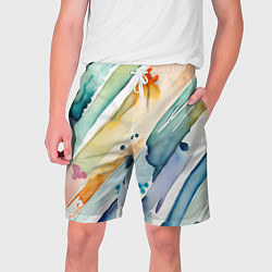 Шорты на шнурке мужские Цветный акварельные мазки - нейросеть, цвет: 3D-принт
