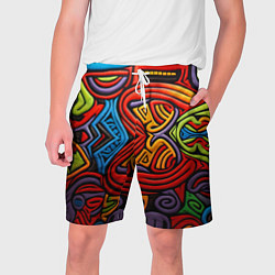 Шорты на шнурке мужские Разноцветный узор в стиле абстракционизм, цвет: 3D-принт
