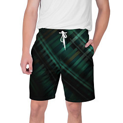 Шорты на шнурке мужские Тёмно-зелёная шотландская клетка, цвет: 3D-принт