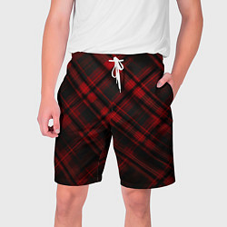 Шорты на шнурке мужские Тёмно-красная шотландская клетка, цвет: 3D-принт