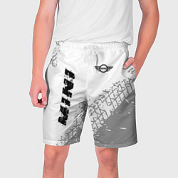 Шорты на шнурке мужские Mini speed на светлом фоне со следами шин вертикал, цвет: 3D-принт