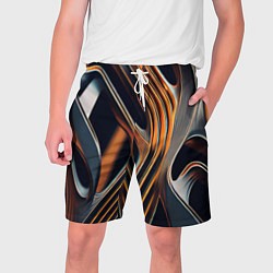 Шорты на шнурке мужские Слияние красок оранжевого и чёрного абстракция, цвет: 3D-принт