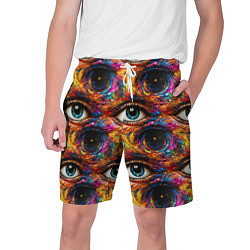 Шорты на шнурке мужские Глаза рисунок паттерн, цвет: 3D-принт