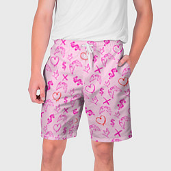 Шорты на шнурке мужские Паттерн - розовые граффити, цвет: 3D-принт