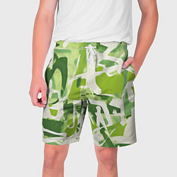 Шорты на шнурке мужские Белая и зеленая краска, цвет: 3D-принт