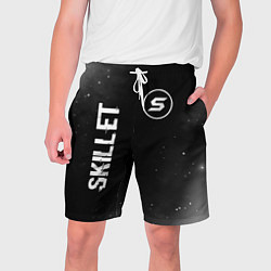 Шорты на шнурке мужские Skillet glitch на темном фоне вертикально, цвет: 3D-принт