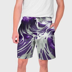 Шорты на шнурке мужские Бело-фиолетовая краска, цвет: 3D-принт