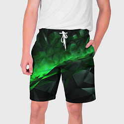 Шорты на шнурке мужские Асимметричный узор зелени, цвет: 3D-принт
