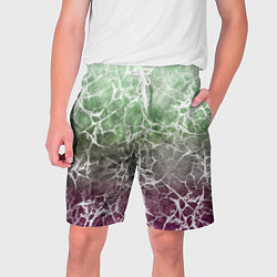 Шорты на шнурке мужские Абстракция - spider web on purple-green background, цвет: 3D-принт