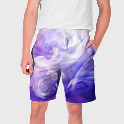 Шорты на шнурке мужские Белые узоры на абстрактном фиолетовом фоне, цвет: 3D-принт