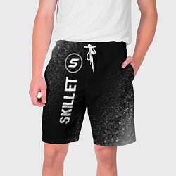 Шорты на шнурке мужские Skillet glitch на темном фоне по-вертикали, цвет: 3D-принт