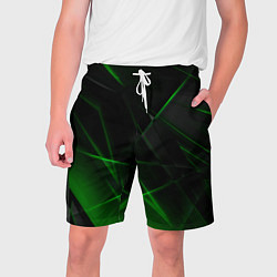 Шорты на шнурке мужские Зелёные узоры текстура, цвет: 3D-принт
