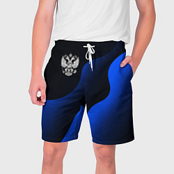 Шорты на шнурке мужские Герб РФ - глубокий синий, цвет: 3D-принт