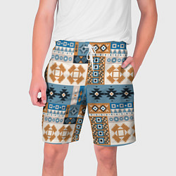 Шорты на шнурке мужские Этнический мозаичный геометрический паттерн, цвет: 3D-принт