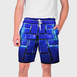 Шорты на шнурке мужские Синие плиты с неоном, цвет: 3D-принт