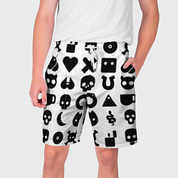 Шорты на шнурке мужские Love death robots pattern white, цвет: 3D-принт