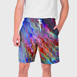 Шорты на шнурке мужские Волнистые разноцветные линии, цвет: 3D-принт