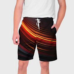 Шорты на шнурке мужские Яркая оранжевая полосы на черной абстракции, цвет: 3D-принт