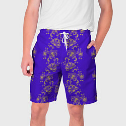 Шорты на шнурке мужские Контурные цветы на фиолетовом фоне, цвет: 3D-принт