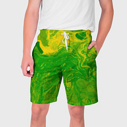 Шорты на шнурке мужские Зеленые подтеки, цвет: 3D-принт