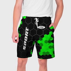 Шорты на шнурке мужские Ford green sport hexagon, цвет: 3D-принт
