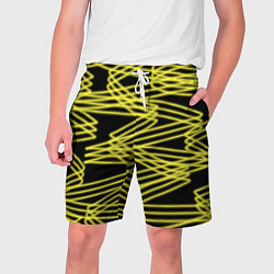 Шорты на шнурке мужские Желтые светящиеся линии, цвет: 3D-принт