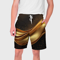 Шорты на шнурке мужские Золотая стильная абстракция на черном фоне, цвет: 3D-принт