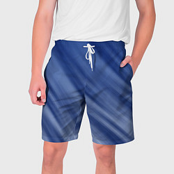 Шорты на шнурке мужские Белые полосы на синем фоне, цвет: 3D-принт
