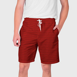 Шорты на шнурке мужские Красно-чёрный имитация сетки, цвет: 3D-принт
