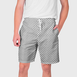 Шорты на шнурке мужские Белый в маленький чёрный квадрат, цвет: 3D-принт