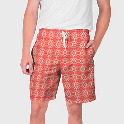 Шорты на шнурке мужские Красно-персиковый кружевной узор, цвет: 3D-принт