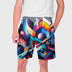 Шорты на шнурке мужские Геометрическое абстрактное граффити - нейросеть, цвет: 3D-принт