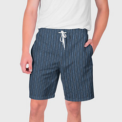 Шорты на шнурке мужские Серо-синий текстурированные полосы, цвет: 3D-принт
