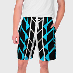 Мужские шорты Blue and white lines on a black background