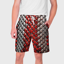 Шорты на шнурке мужские Змеиная объемная текстурная красная шкура, цвет: 3D-принт