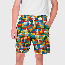 Шорты на шнурке мужские Разноцветные квадратные плитки, цвет: 3D-принт